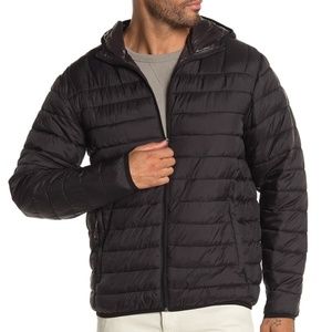 Hawke & Co Hooded Packable Down Jacket Coat Black